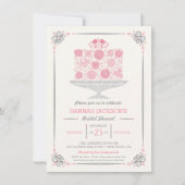 レースのような花のケーキのブライダルシャワーの招待状 招待状 (正面)