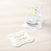 レースのような金ゴールドの線条細工のエレガントでシンプルでクラシックな結婚式 ペーパーコースター (インサイチュ)