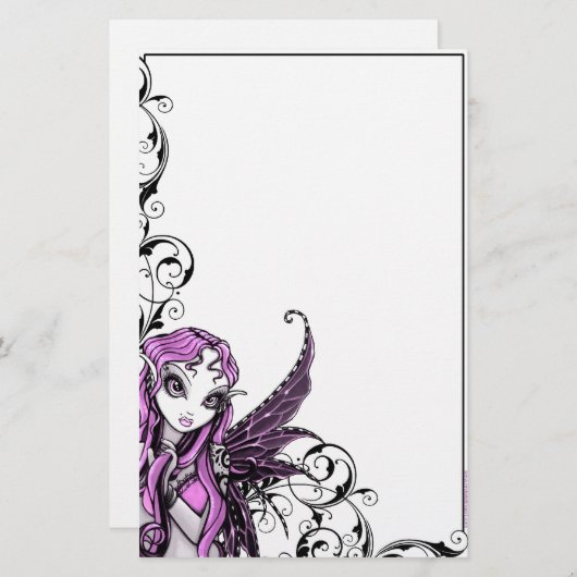 "レースのような"ゴシック様式ピンクのバレンタインの妖精の芸術の文房具 便箋 (正面/裏面)