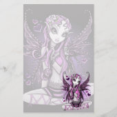 "レースのような"ピンクのリボンのバレンタインの妖精の芸術の文房具 便箋 (正面)