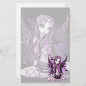 "レースのような"ピンクのリボンのバレンタインの妖精の芸術の文房具 便箋 (正面/裏面)