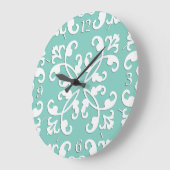 レースのようカットワーク – ホワイトでシーショムグリーン ラージ壁時計 (傾斜)