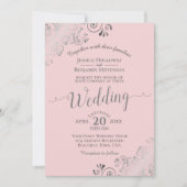 レースのようシルバエレガントフリルピンク&グ結婚レイ 招待状 (正面)