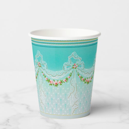 レースのようスワッグボーノットバラガーランズフローラ結婚ズ 紙コップ (裏面)
