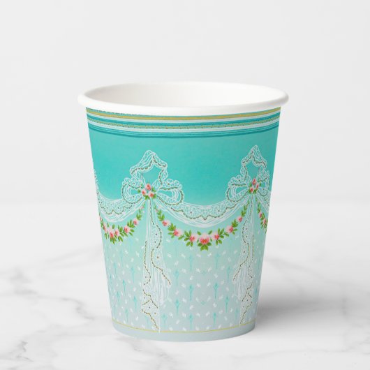 レースのようスワッグボーノットバラガーランズフローラ結婚ズ 紙コップ (正面)
