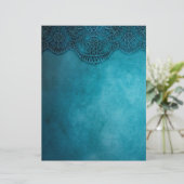 レースのようターコイズグランジスクラップブック作りクラフト紙 (スタンド正面)