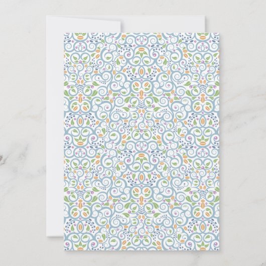 レースのようティーカップベビーシャワーブルーティーパーティの招待状 招待状 (裏面)