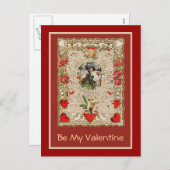 レースのようデザインバビクトリアンレンタイン用グリーティングカード シーズンポストカード (正面/裏面)