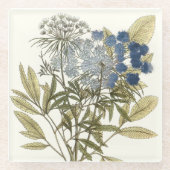 レースのよう葉 – 花と緑 ガラスコースター (正面)