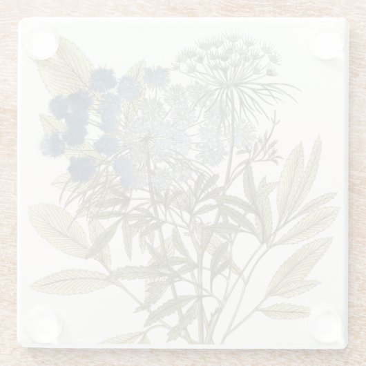 レースのよう葉 – 花と緑 ガラスコースター (裏面)