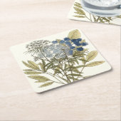 レースのよう葉 – 花と緑 スクエアペーパーコースター (アングル)