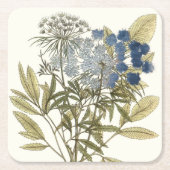 レースのよう葉 – 花と緑 スクエアペーパーコースター (正面)