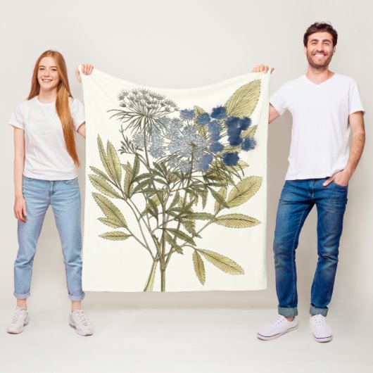 レースのよう葉 – 花と緑 フリースブランケット (インサイチュ)