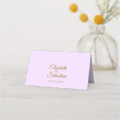 レースのよう金ゴールドオン薄紫パープルエレガント書ウェディングイン プレイスカード (裏面)