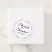 レースのよう銀縁どネイビーブルー&ホワイト結婚ズ フェイバータグ (インサイチュ)