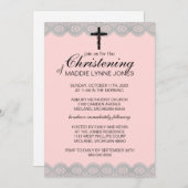 レースのよう《キリスト教》洗礼式や命名式、バプテスマ又は献身招待状 招待状 (正面/裏面)