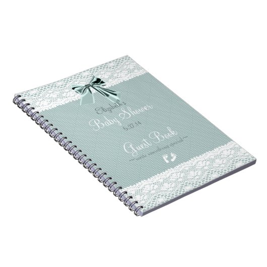 レースのイメージのベビーシャワーの来客名簿 ノートブック (右側)