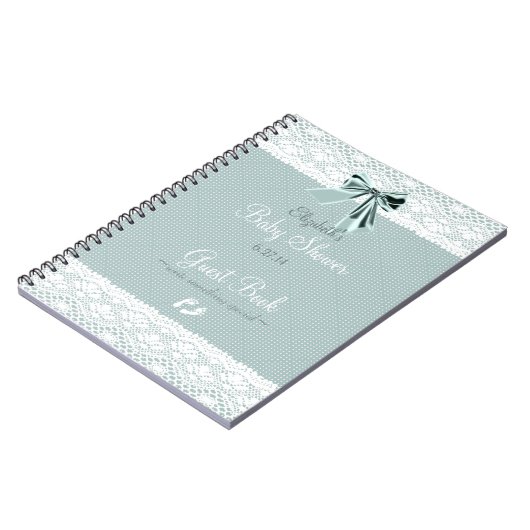 レースのイメージのベビーシャワーの来客名簿 ノートブック (左側)