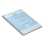 レースのイメージの青い弓かわいらしいベビーシャワーの来客名簿 ノートブック (右側)