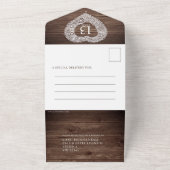 レースのウェディングドレスを着た結婚13周年記念日の写真（封筒なし） オールインワン招待状 (外側)