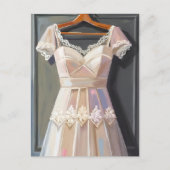 レースのウェディングドレス | 花嫁のドレス 水彩画 ポストカード (正面)