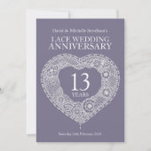 レースのウェディングハート13周年パーティー招待状 招待状 (正面)