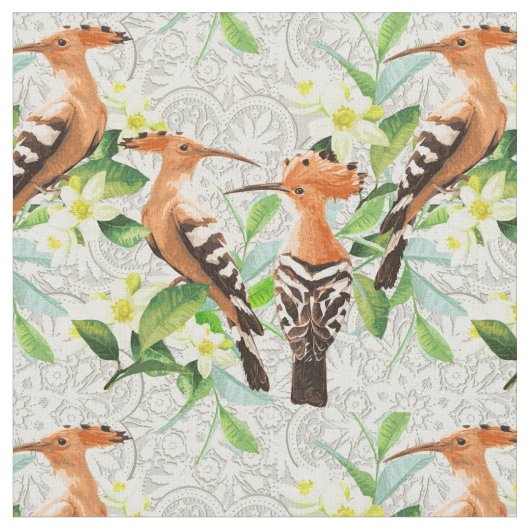 レースのエキゾチックな鳥 ファブリック (クローズアップ)