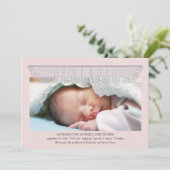 レースのエッジングの写真の誕生の発表 案内状 (スタンド正面)