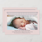 レースのエッジングの写真の誕生の発表 案内状 (正面/裏面)