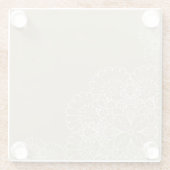 レースのオーナメントが付いているレトロの背景 ガラスコースター (裏面)