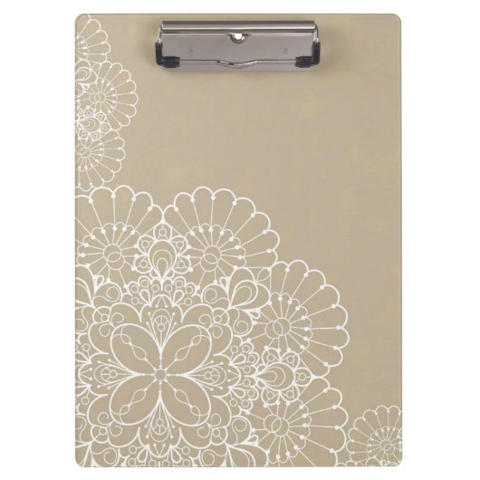 レースのオーナメントが付いているレトロの背景 クリップボード (正面)