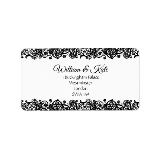 レースのカスタムウェディング差出人住所ラベル ラベル (正面)