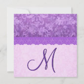 レースのダマスク織の結婚式のTT100紫色 招待状 (裏面)