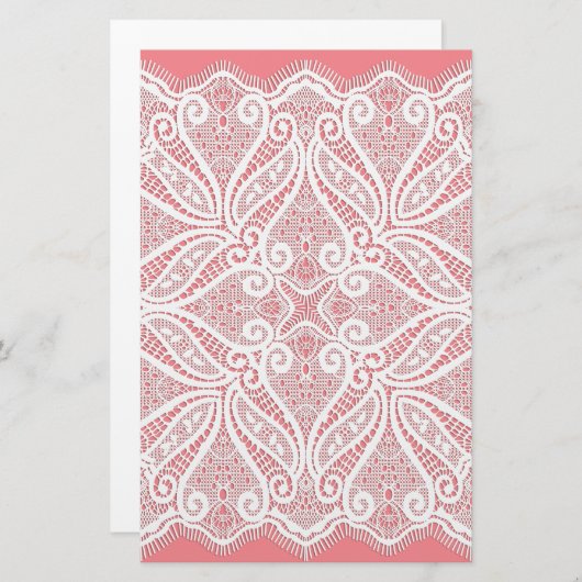 レースのドリーピンクの白いヴィンテージ古ファッションド 便箋 (正面/裏面)