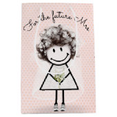 レースのドレスにスニーカーの花嫁ステッキ人形 ミディアムペーパーバッグ (正面)