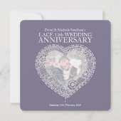 レースのハート型 13周年 パーティー招待状 招待状 (正面)