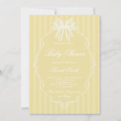 レースのバターイエロー ベビーシャワー 招待状 (正面)