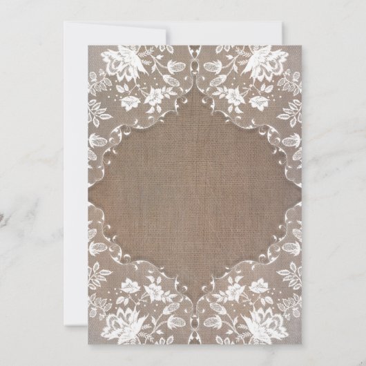 レースのバーラップのピンクのシャクヤクのメーソンジャーの素朴な結婚式 招待状 (裏面)