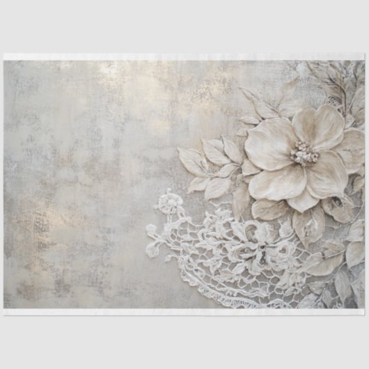 レースのパティーナとフローラのエンボス 薄葉紙 (正面)
