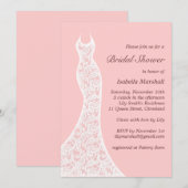レースのピンクの結婚前お披露目招待状 招待状 (正面/裏面)