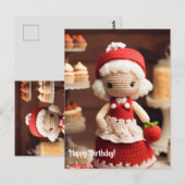 レースのフックとカップケーキの誕生日 ポストカード (正面/裏面)