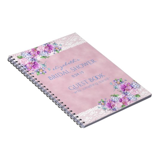 レースのブライダルシャワーのヴィンテージのビクトリアンな花 ノートブック (右側)