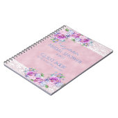 レースのブライダルシャワーのヴィンテージのビクトリアンな花 ノートブック (左側)