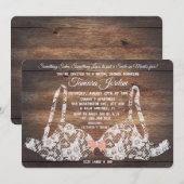 レースのブラジャーとランジェリーのシャワー　田舎の木の招待状 招待状 (正面/裏面)