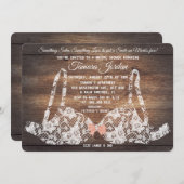 レースのブラジャー 下着 シャワー 木製の招待状 招待状 (正面/裏面)