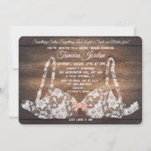 レースのブラジャー 下着 シャワー 木製の招待状 招待状 (正面)