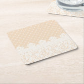 レースのボーダー スクエアペーパーコースター (アングル)