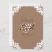 レースのメイソンジャーとデイジー　ラスティックな結婚式の前祝い 招待状 (裏面)