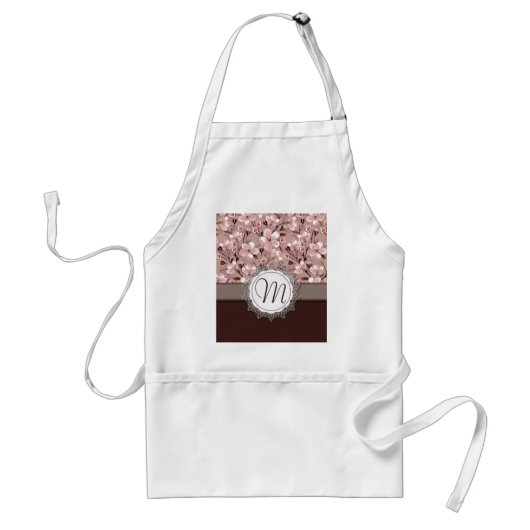 レースのモノグラムが付いた桜の花 スタンダードエプロン (正面)