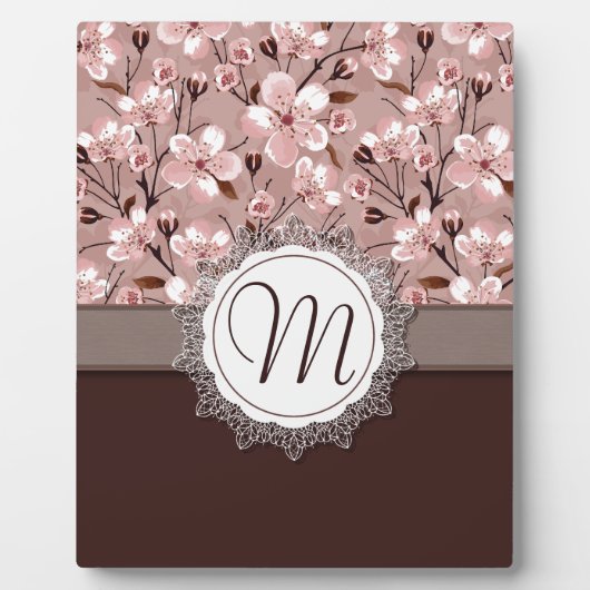 レースのモノグラムが付いている桜 フォトプラーク (正面)